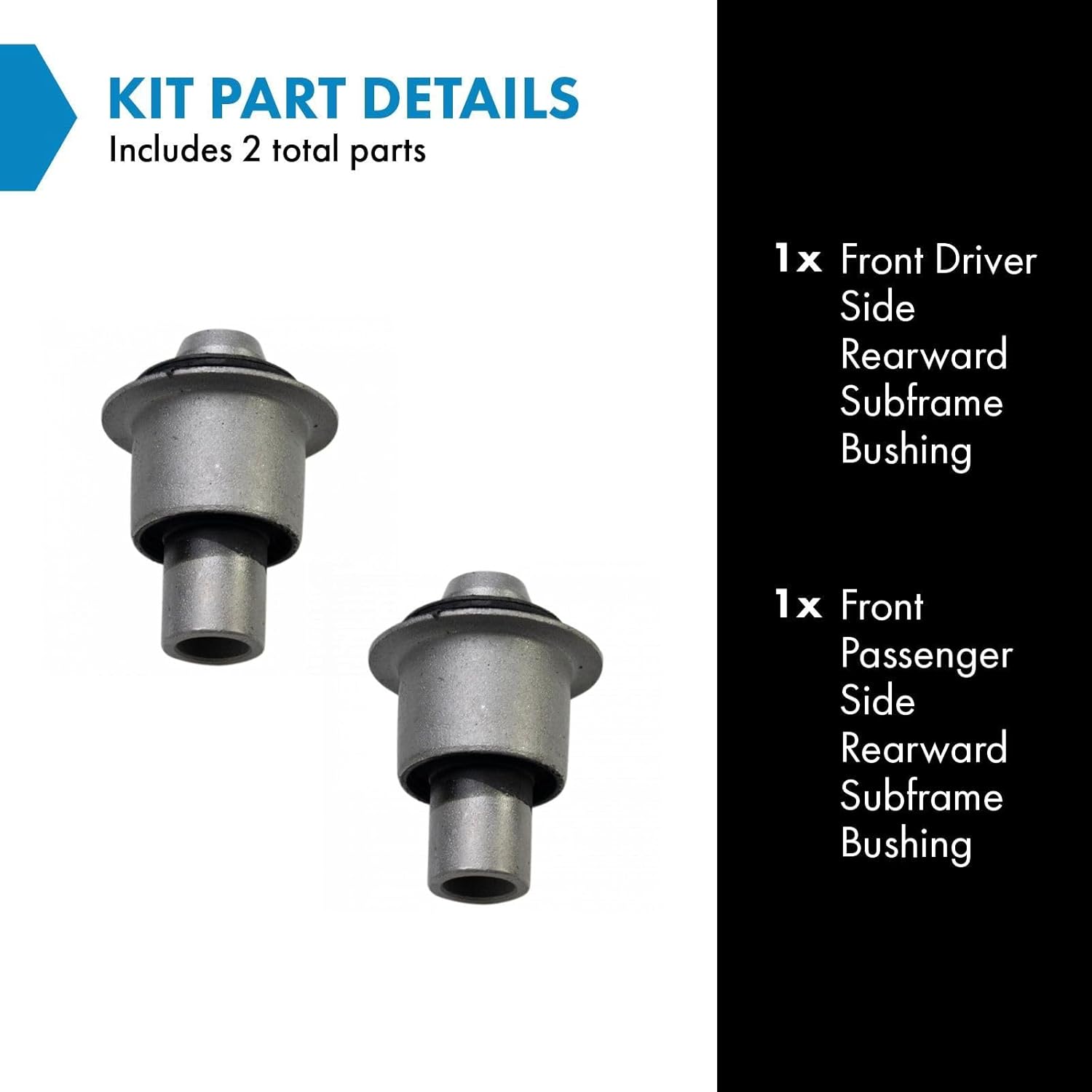 TRQ Front Rearward Subframe Bushing Pair 2pc Set for 07-12 Nissan Sentra