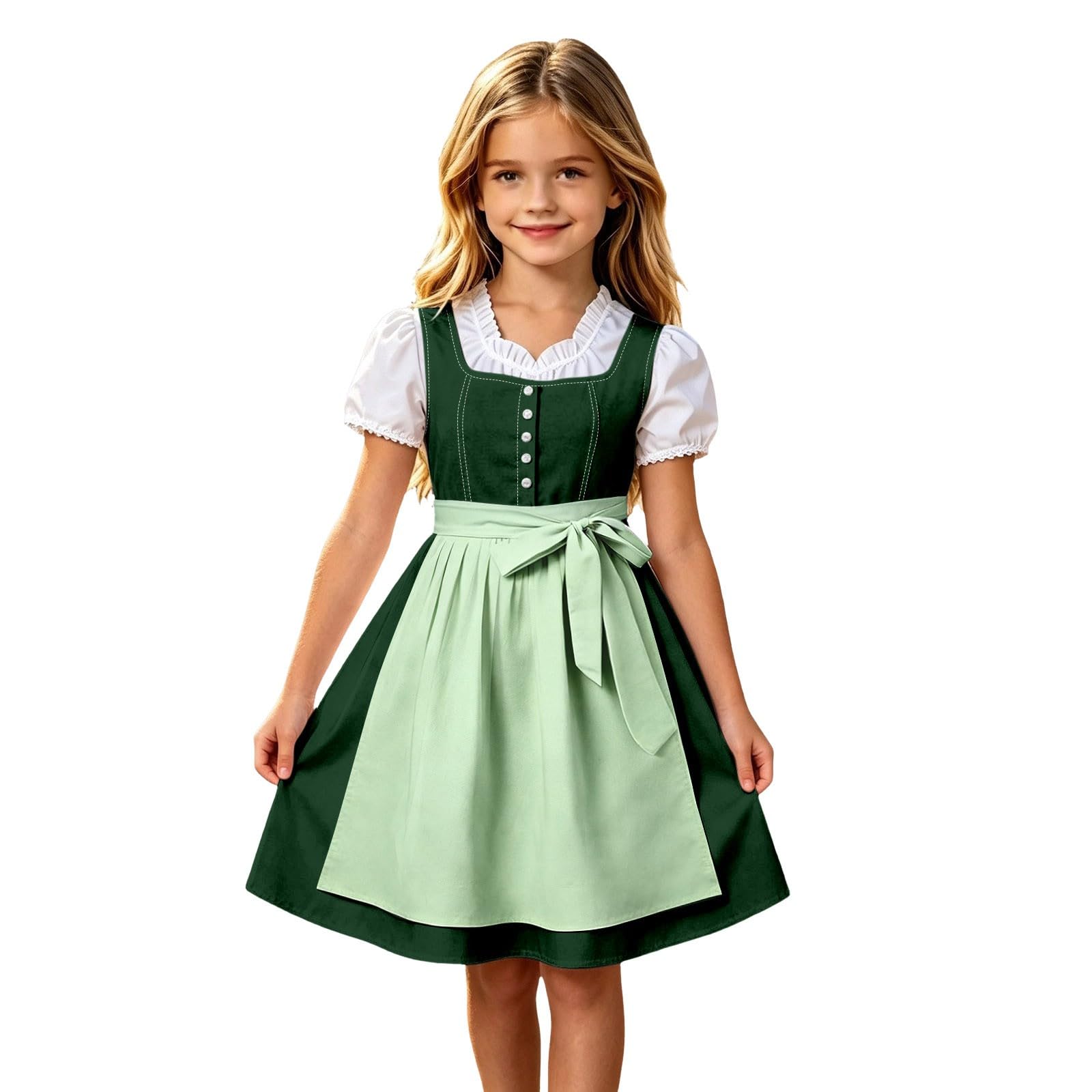 Girls Oktoberfest Costume Bavarian Beer Festival Dirndl Dress with Apron โ image 1