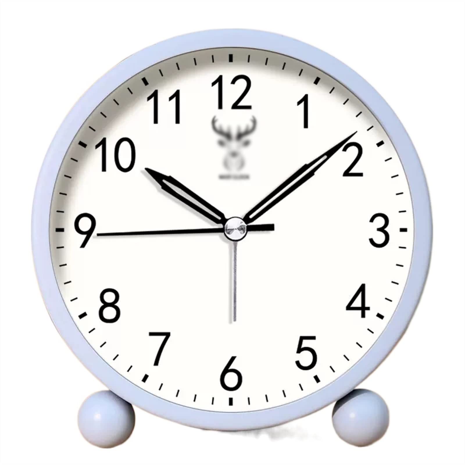 FDEFIRTFG Alarm clock, 4" Battery Operated Analog Alarm Clock,Small Silent Bedside Desk with Night Light(Blu)