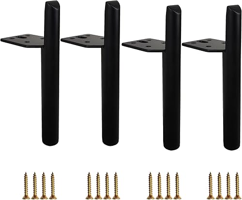 Juego de 4 patas para muebles de 6 pulgadas, metal negro resistente para sofá, tocador, armario, mesa de café, aparador, soporte de TV, gabinete de