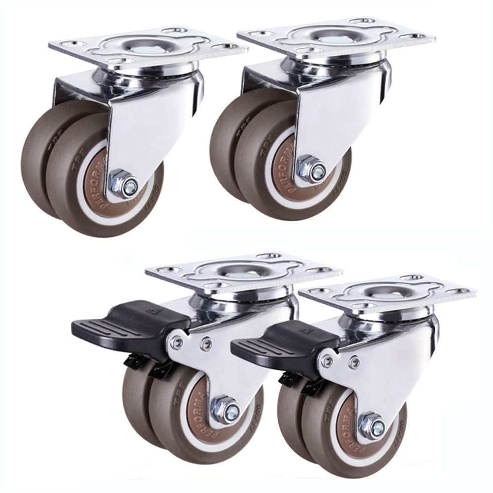 Roulettes pivotantes robustes de 3,8 cm en TPR pour mobilier et industrie lot de 4