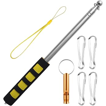 GLQ Flag Pole, 2.5 m Flag Pole, Flagpole with 4 Clips Hook, Yellow