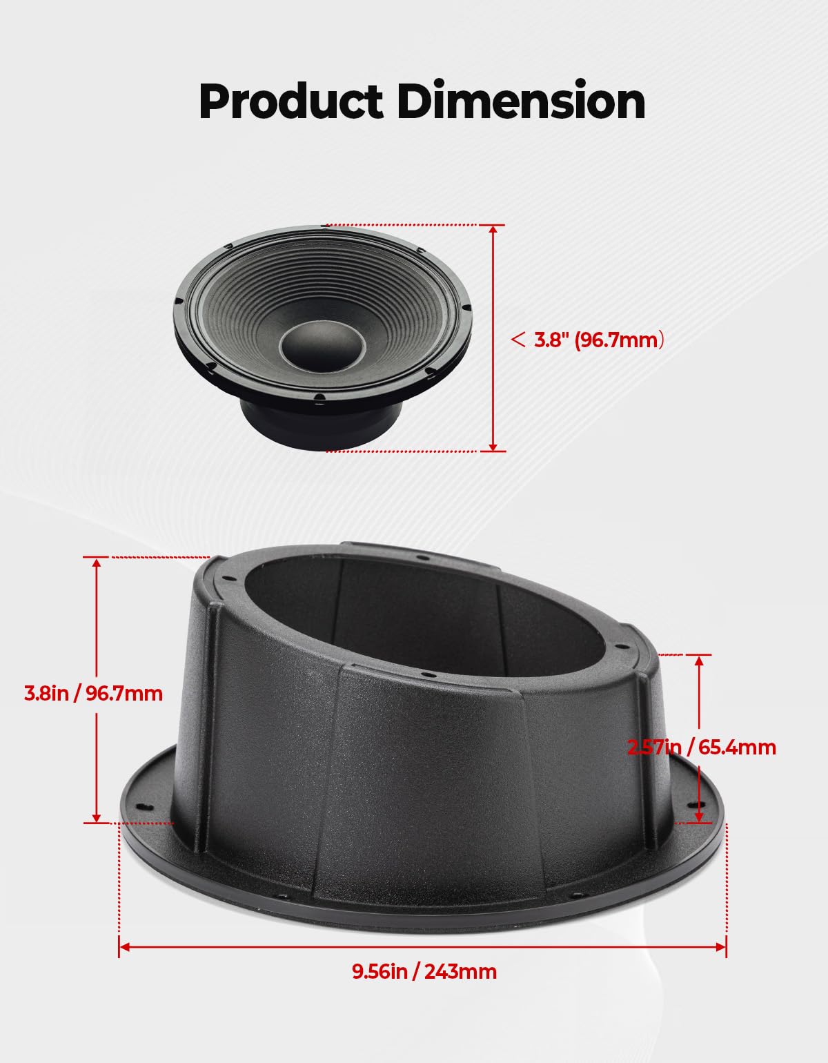 KEMIMOTO 1 contenitore per altoparlanti da 16,5 cm, universale, angolato, per altoparlanti da 16,5 cm, compatibile con UTV, camper, auto, barche, tronchi, rimorchi, montaggio superficiale da 24 cm
