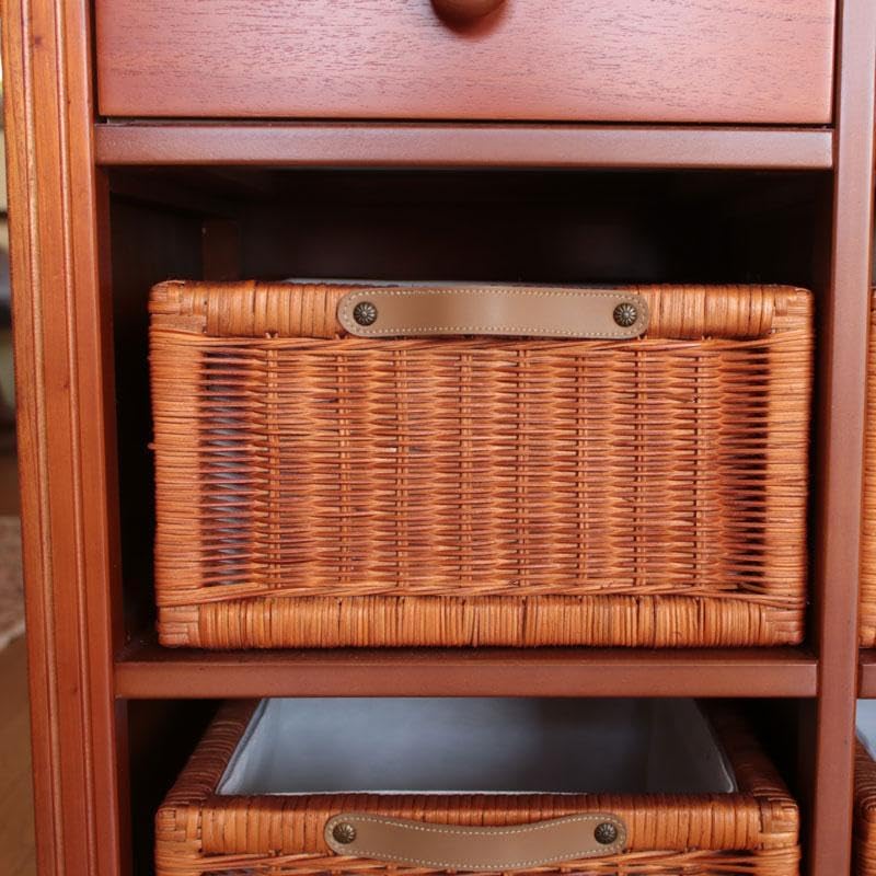 サイドボード ラタン バスケット付 ナチュラル 籐家具 収納 214-1325