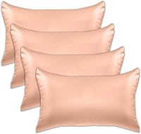 Vista 14 de Elegant Comfort Juego de 4 fundas de almohada de satén de viscosa refrescante con cierre de cremallera oculto, suave como la seda para el cuidado