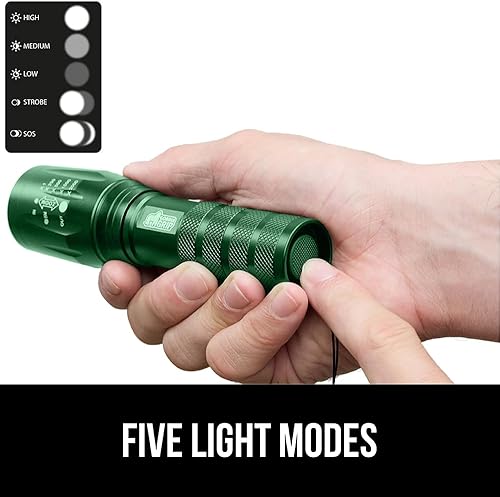 Miniatura 4 de Gorilla Grip Paquete de 2 linternas tácticas LED de mano, altos lúmenes, ultra brillantes, 5 modos, resistente al agua de larga duración, linternas