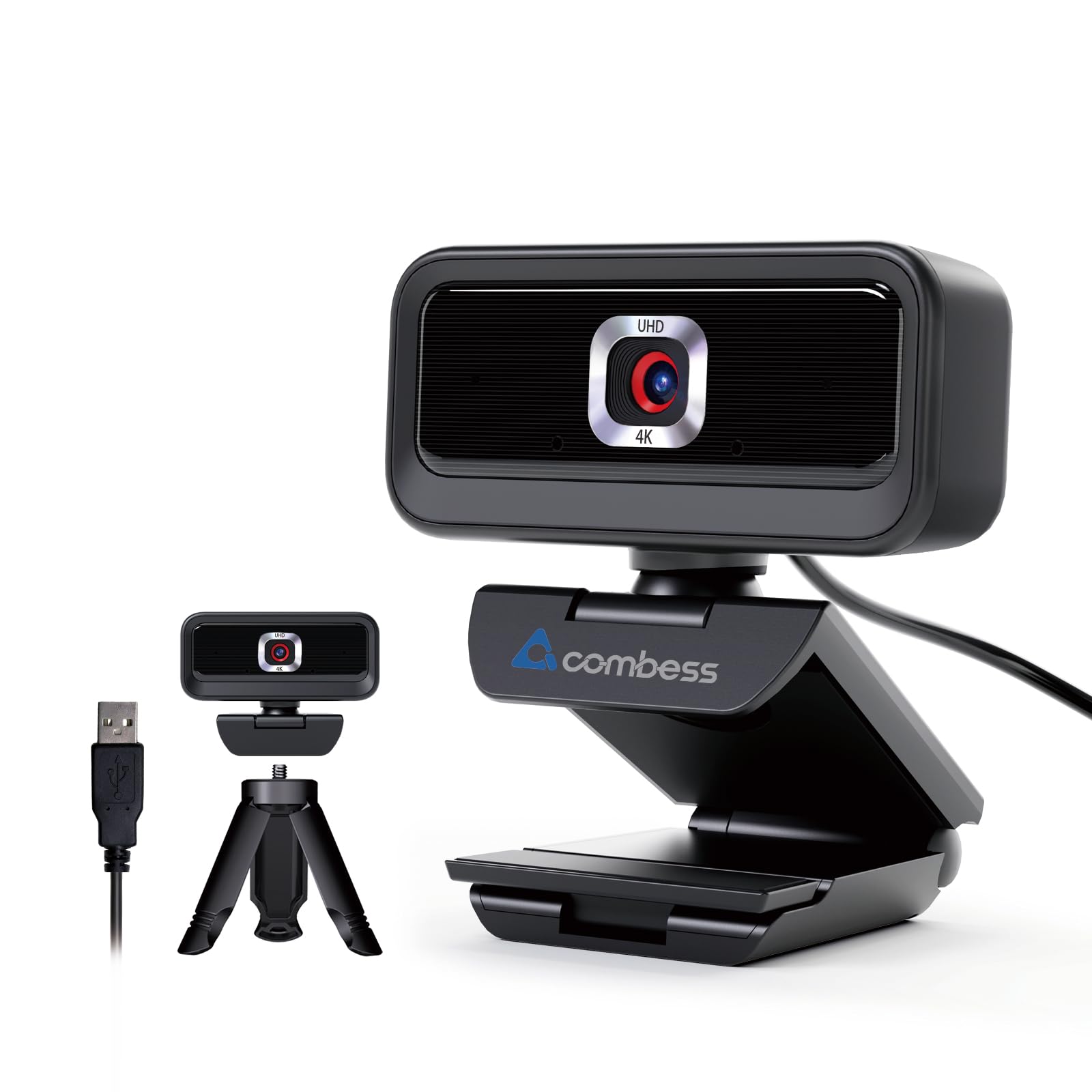 Combess Webcam for PC - PC Camera Webcam 1080P, Desktop Computer Web cam with Privacy Shutter and Tripod Autofocus, Dual Noise-Cancelling Mics,Auto Light Correction, USB Plug&Play