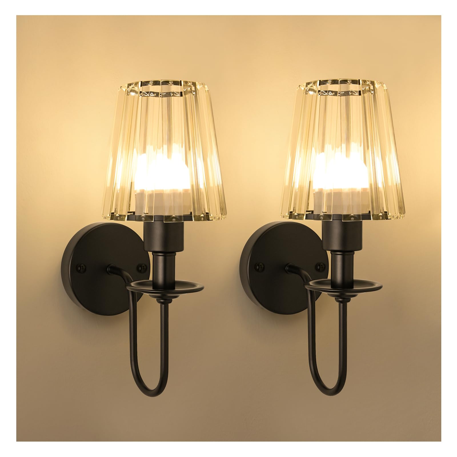 Photo 1 of FANIZOL Crystal Wall Sconces Set of 2, Black, Battery Operated