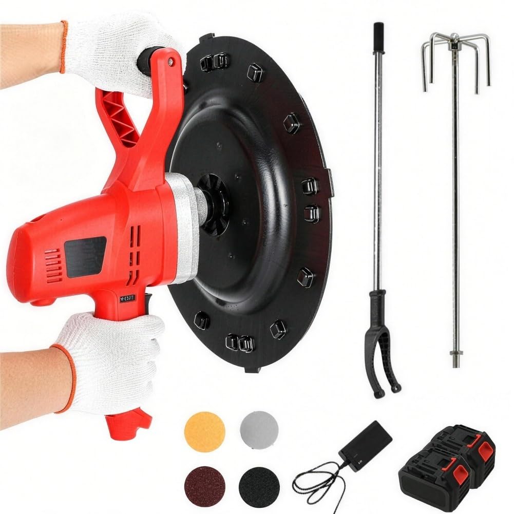 Llana eléctrica inalámbrica, máquina alisadora de Paredes para hormigón y Cemento, Llana de mortero y Yeso de 38 cm, 6 velocidades Ajustables de 40 a 300 RPM, tamaño: batería de 15 Celdas