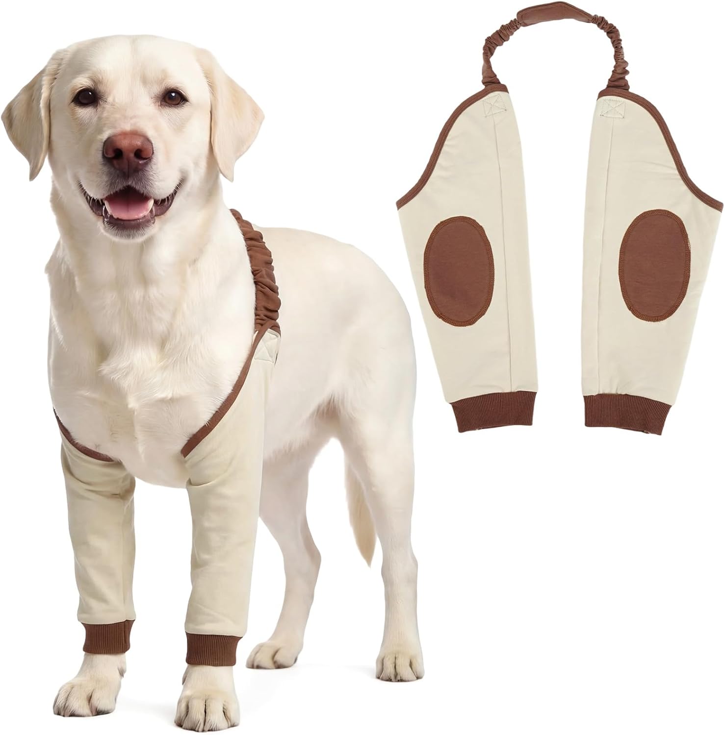 DENTRUN Dog Surgery Leg Sleeve for Front Legs - Elbow Knee Protector, Stop Licking Sleeve, Adjustable Comfort Fit for Small Medium Large Dogs Wound Licking, Sprains, Arthritis Care