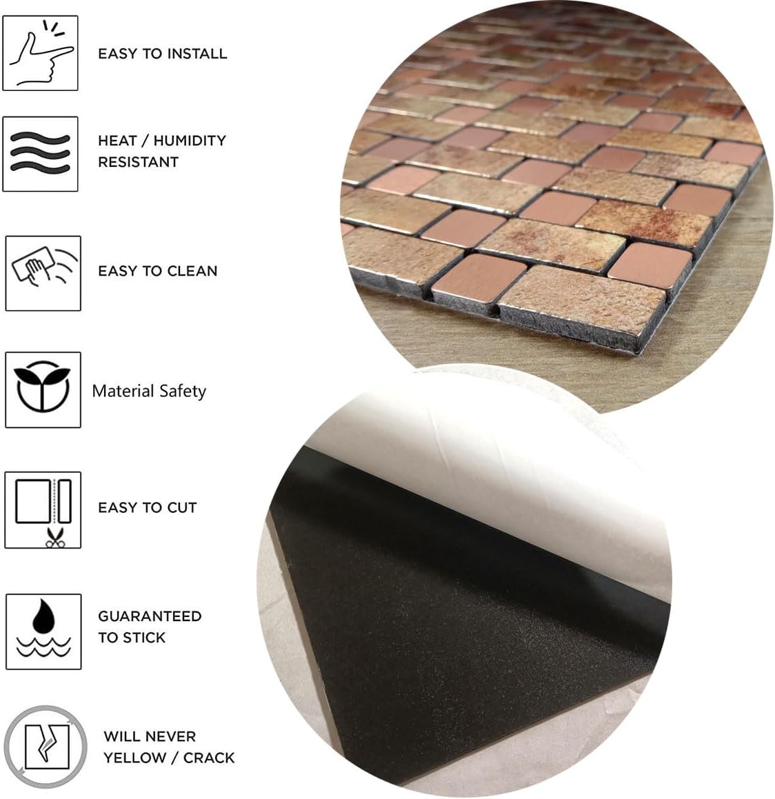 XUANINY Peel and Stick Backsplash Tiles, self-Adhesive Aluminum Mosaic Sticker for Kitchen Wall Decoration (11.41"x11.41"x5 Sheets) (5 Printed Yellow)