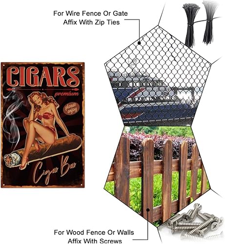 Miniatura 4 de GLOBLELAND Letrero de metal vintage con forma de pin up de señora de 8 x 12 pulgadas, diseño retro de cigarro divertido, letrero de puerta de