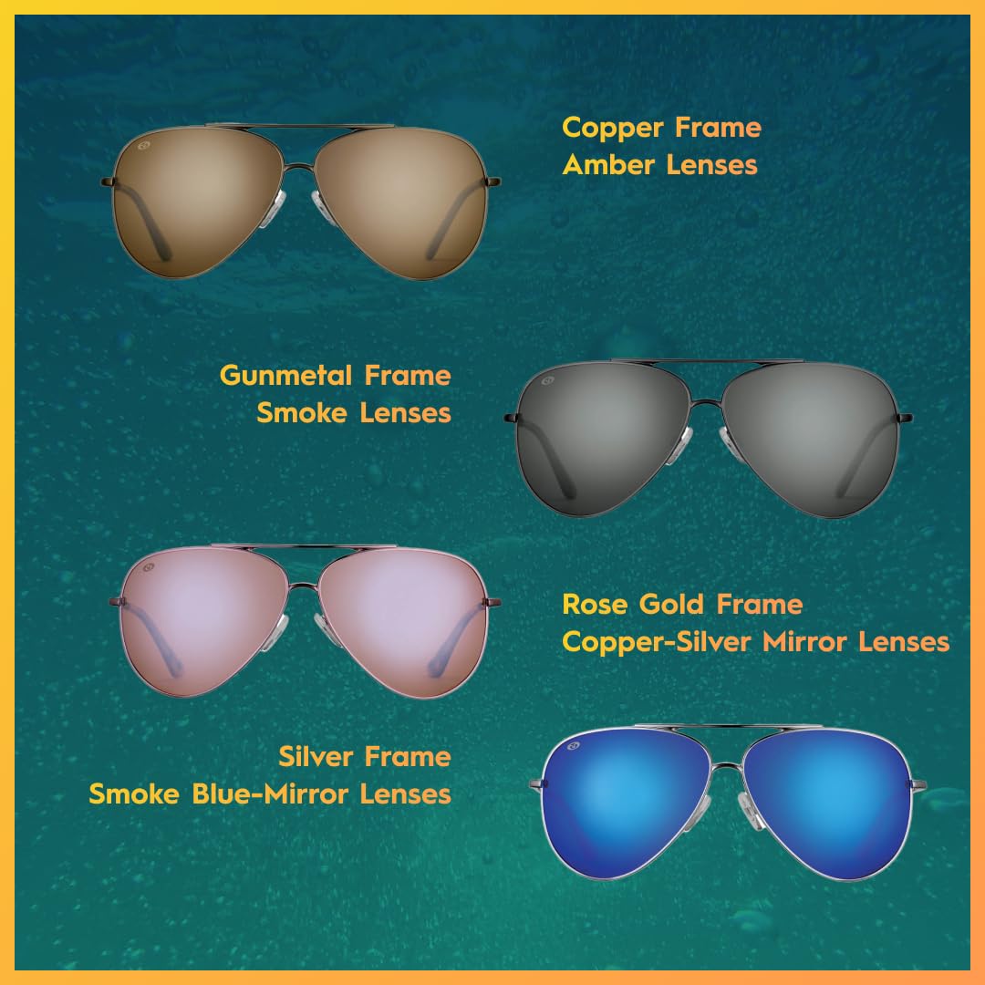 Flying Fisherman Crew Polarized Sunglasses, Matte Copper Frame, Amber Lens, Occhiali Unisex Adulto, Telaio in Rame Opaco/Lente Ambra, Medium