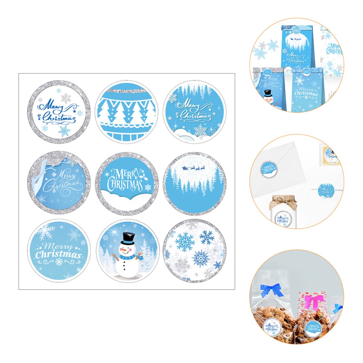 NUOBESTY 100fogli Etichette Adesive Natalizie Da Stickers Decorativi Con Motivi Di Fiocchi Di Autoadesivi e Resistente Per Regali e Decorazioni Festive