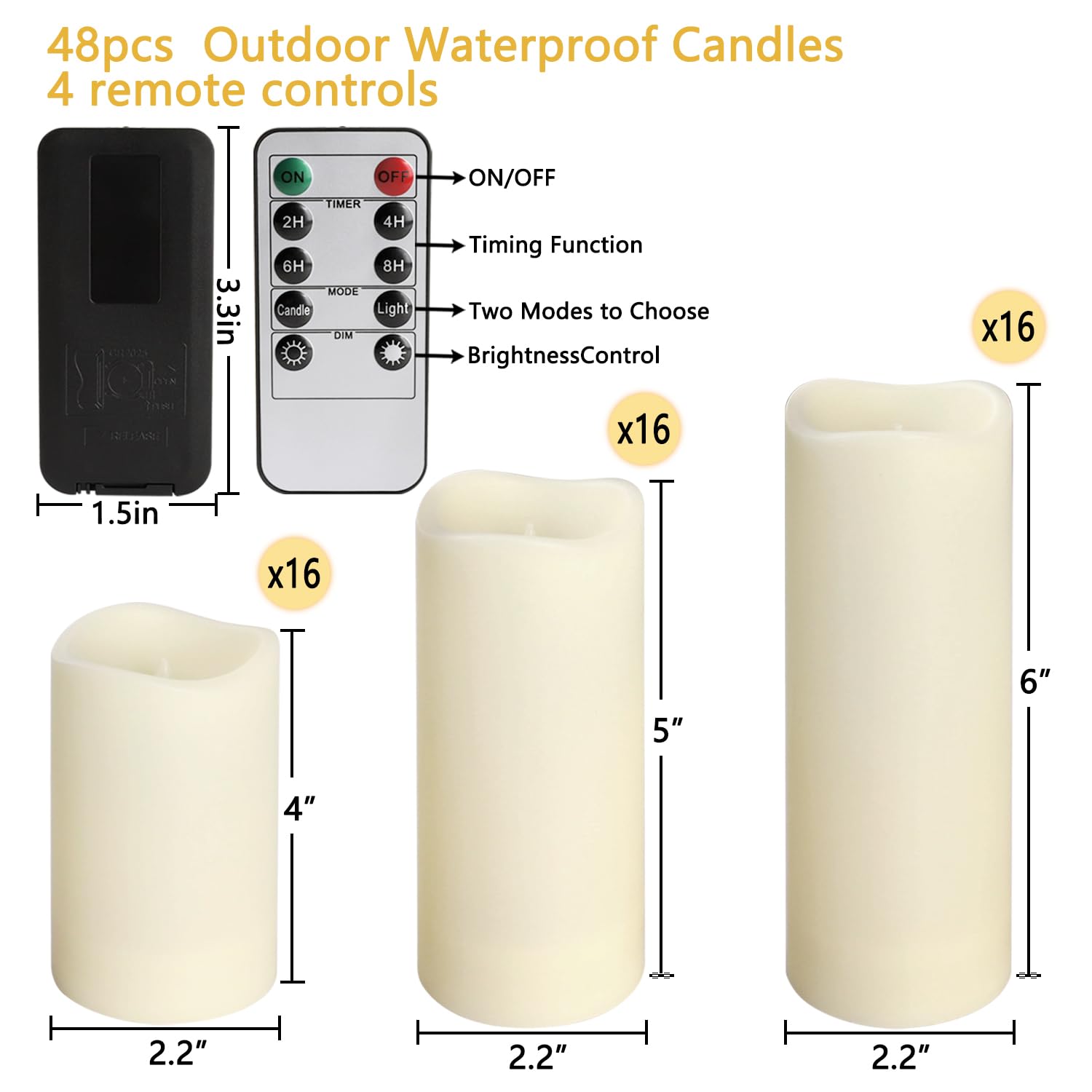 144-Pack LED Flameless Candles with Remote Control - Battery Operated Timer Dimmable 3D Flame Flickering Perfect for Halloween — view 3