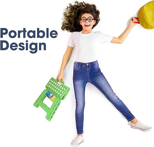Miniatura 105 de Korpai Taburete plegable mejorado de 9 pulgadas para adultos y niños con capacidad para hasta 300 libras, taburetes plegables antideslizantes con