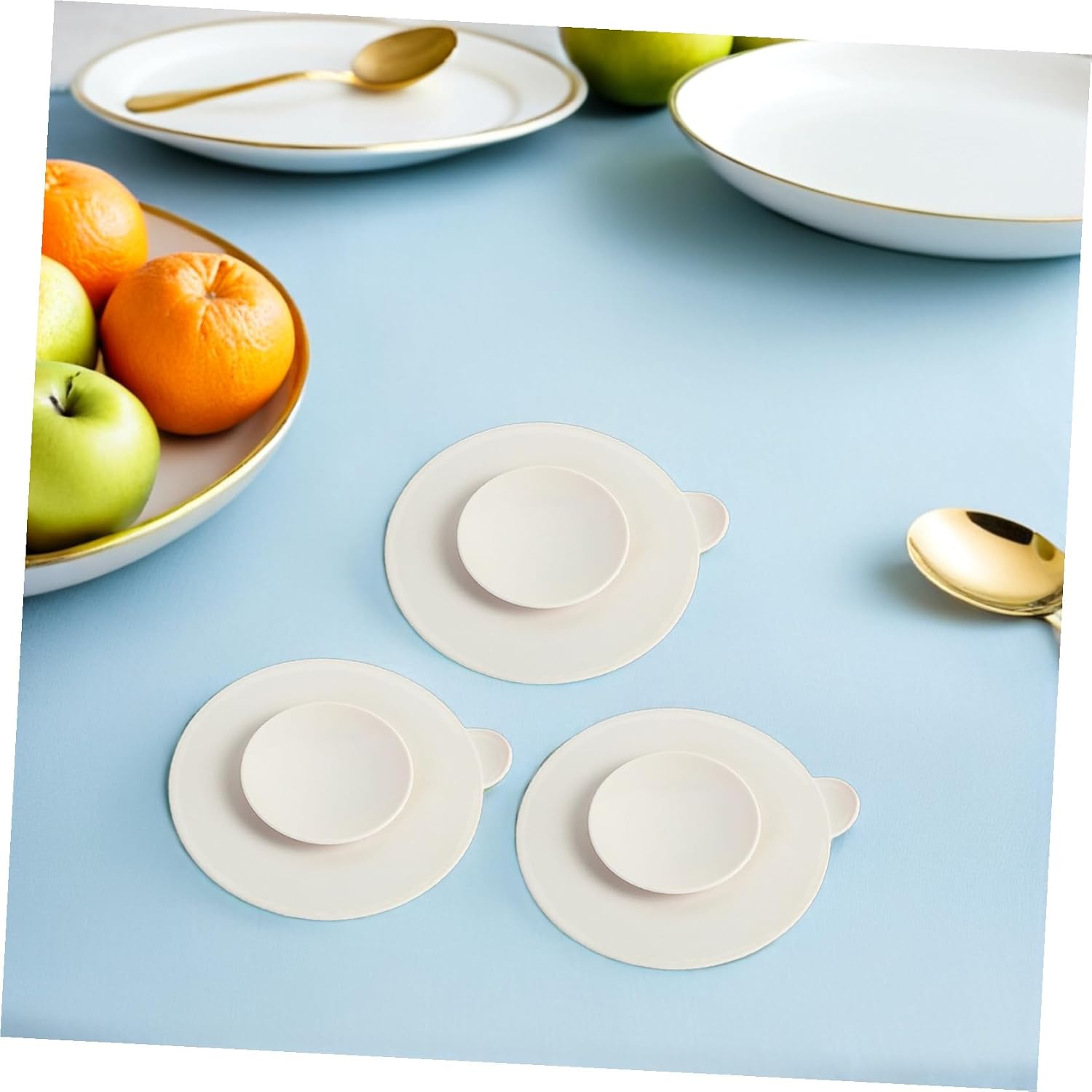 Milisten 3pcs Silicone Suction Bowl Mats for Food Grade Cutlery Suckers Non Slip Placemat for Feeding and Independent Eating Skills Development