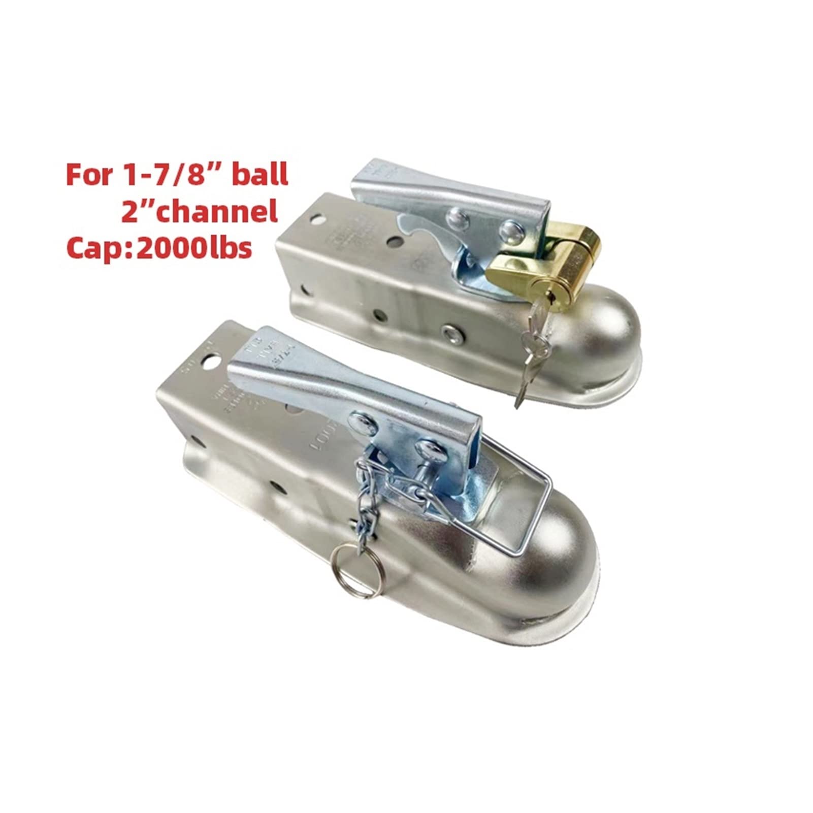 Zaczep do przyczepy, 1-7/8 "X 2" Sprzęgło przyczepy piłką Czapka 2000 funtów Hitch z powrotem łącznik prosty Rv. Części Camper Caravan Akcesoria(With Clip)