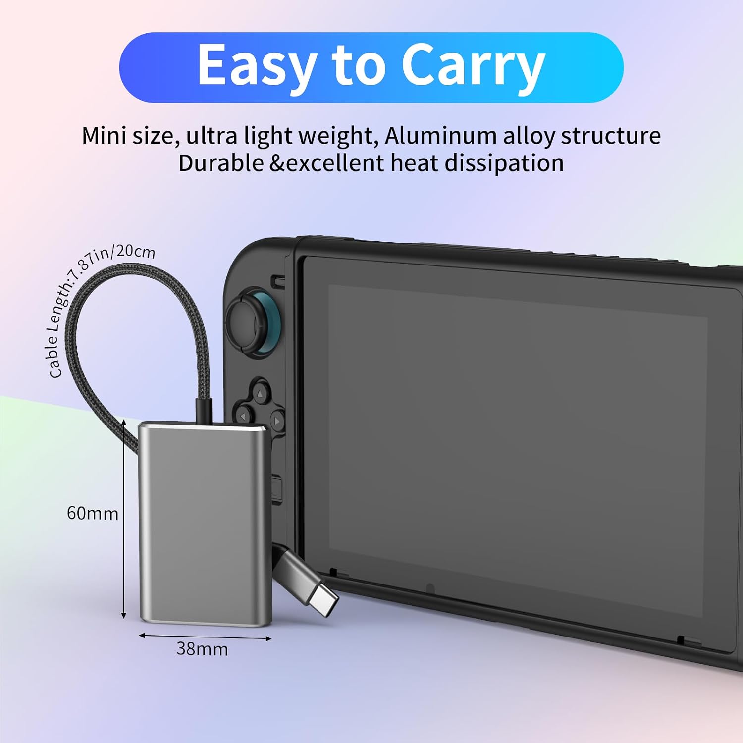 USB C to AR Glasses Adapter for Switch 2, Power to AR Glasses While Charging for Steam Deck, ROG Ally, Switch, iPhone 17 or Android Phone, Compatible 100W Fast Charging and 1080P 120Hz/4K 60Hz