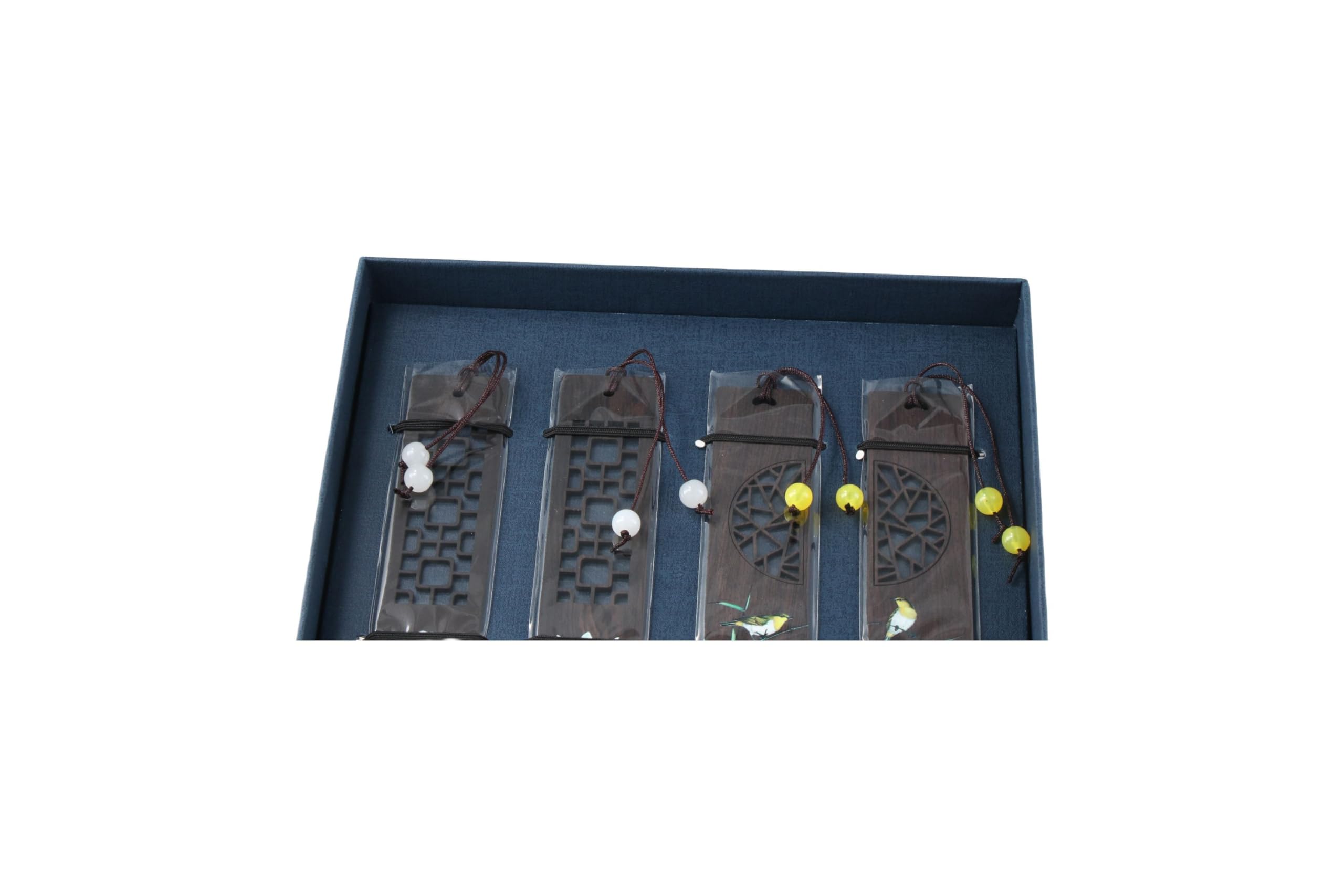 Risedot 4 Pcs/Set Wooden Bookmark, with Gift Box, Chinese Style Wooden Color Painted Book Clip Pagination Mark - Image 4