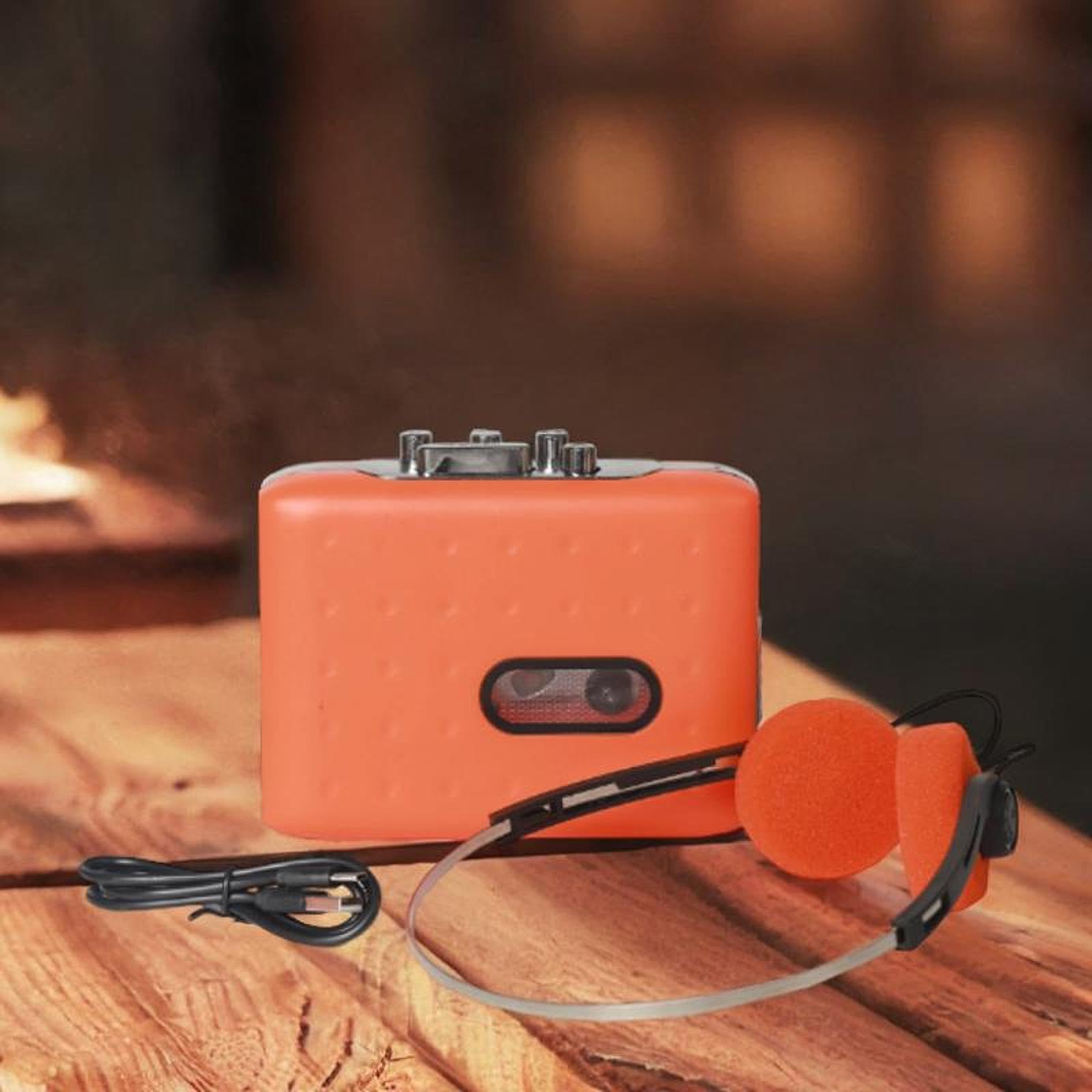 Lecteur de Cassettes Audio avec Conversion MP3 et écouteurs, Idéal pour Les, Orange