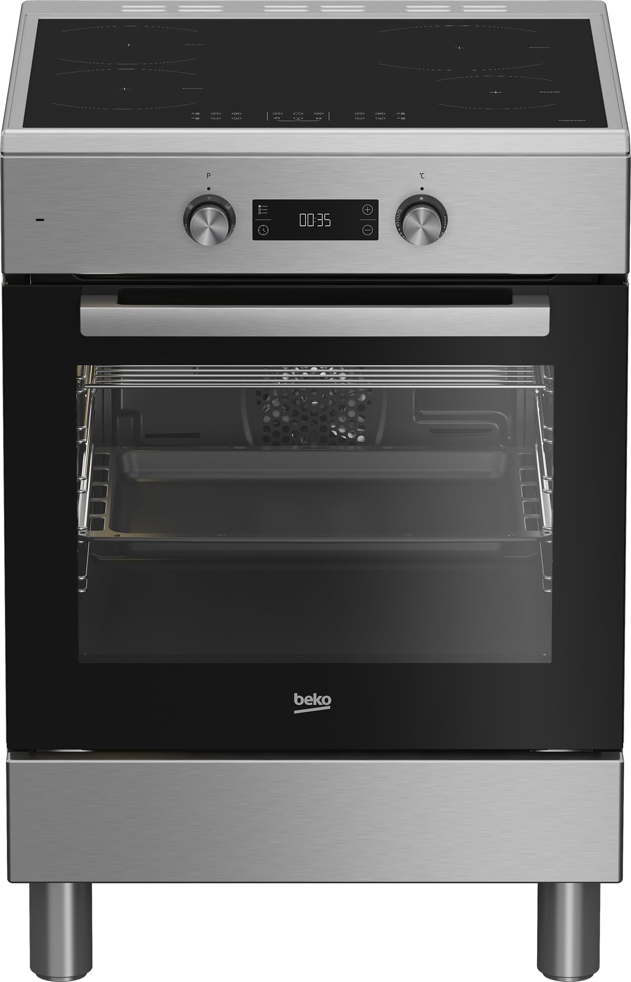 Beko FBE69100X Cucina a Libera Installazione 60x60 cm, Piano a Induzione 4 Zone, Forno Multifunzione 72 L Classe A, Inox, HidroClean - 5