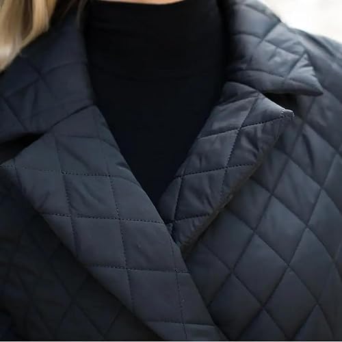 Miniatura 7 de Chaqueta acolchada cálida de invierno para mujer, chaqueta acolchada de un solo botonadura, ligera, casual, larga, con cinturón