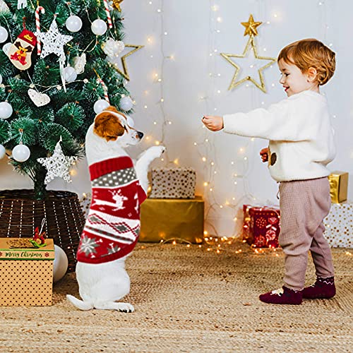 Hundepullover,Haustier Hund Katze Pullover,Hundekostüm Weihnachten Kleine Hunde,Strickpullover Hund Rot,Hundekostüm Weihnachten,Rentier,Winter,Ideal für Welpe,Katze,Hund,Weihnachten(rot und weiß, XL)