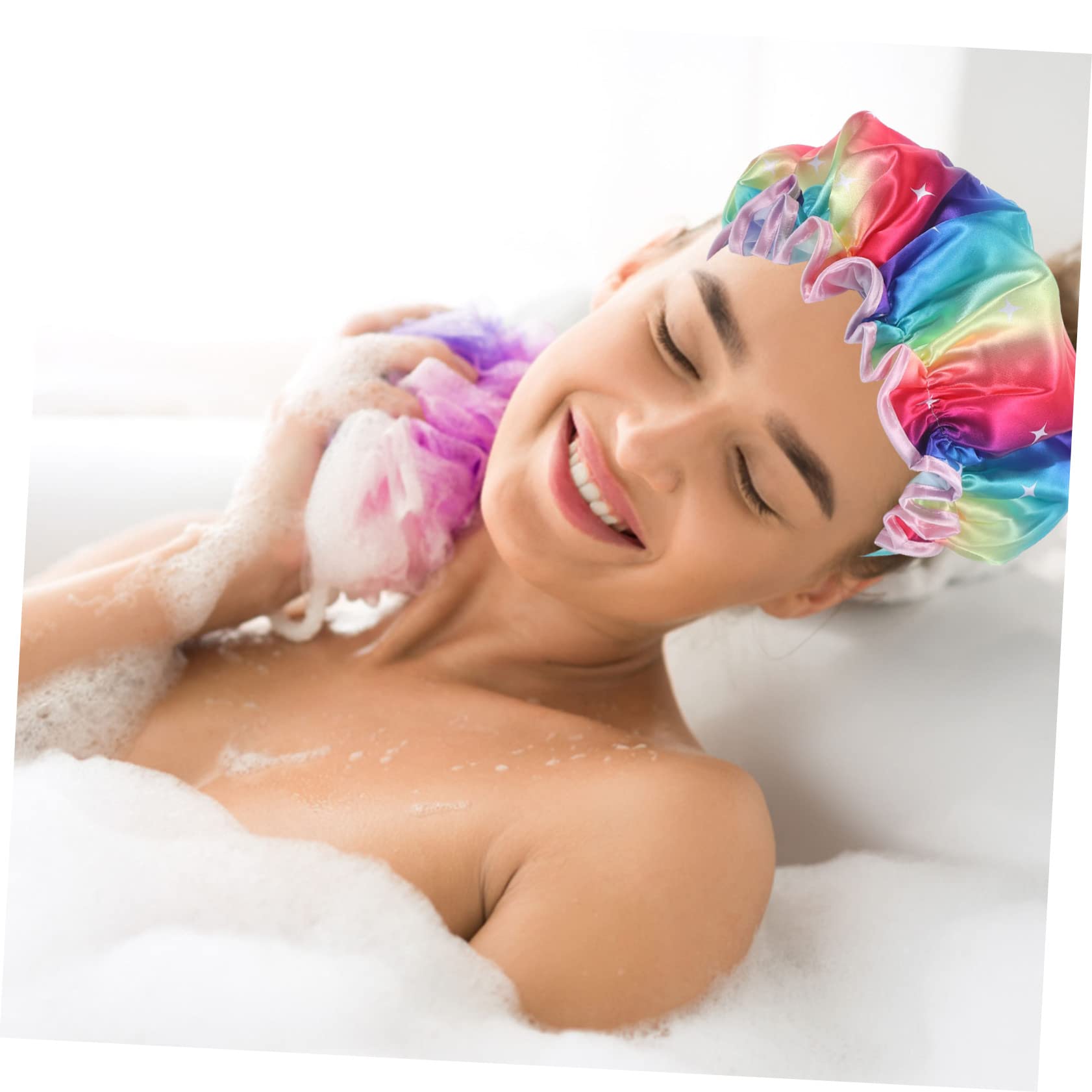 Healeved 5piezas Gorro De Ducha De Doble Para Cuidado Del Cabello Para Lavado Maquillaje y Spa y Absorbente Para Mujeres y Niñas