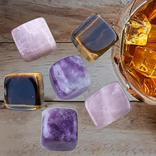 Miniatura 9 de Piedras de whisky de cuarzo rosa, cubos de hielo de cristal para bebidas, rocas de whisky, cubos de vino de 0.8 pulgadas, regalos para mujeres,