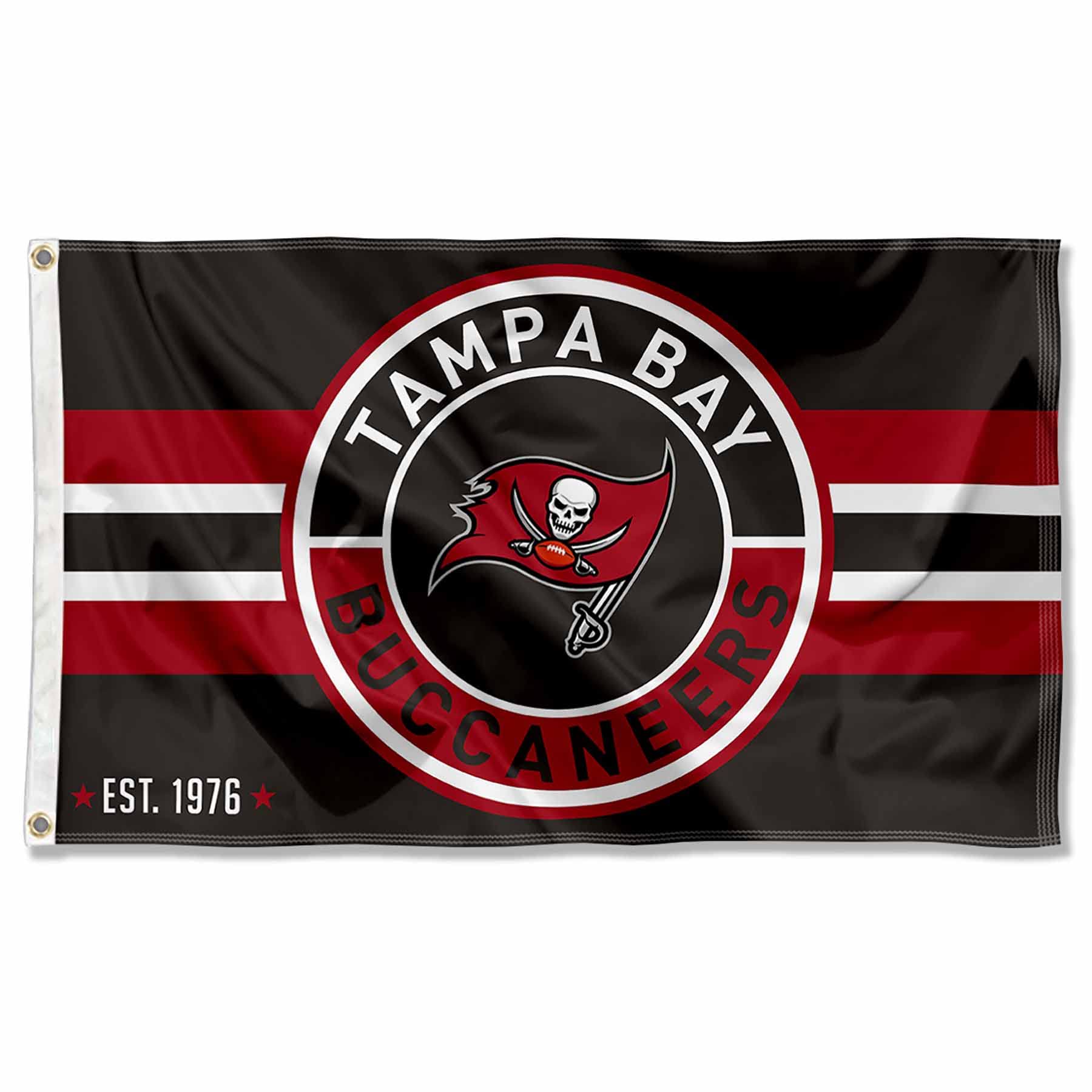 Tampa Bay Buccaneers Patch Bouton Cercle Logo Drapeau Grande Bannière 7,6 x 12,7 cm