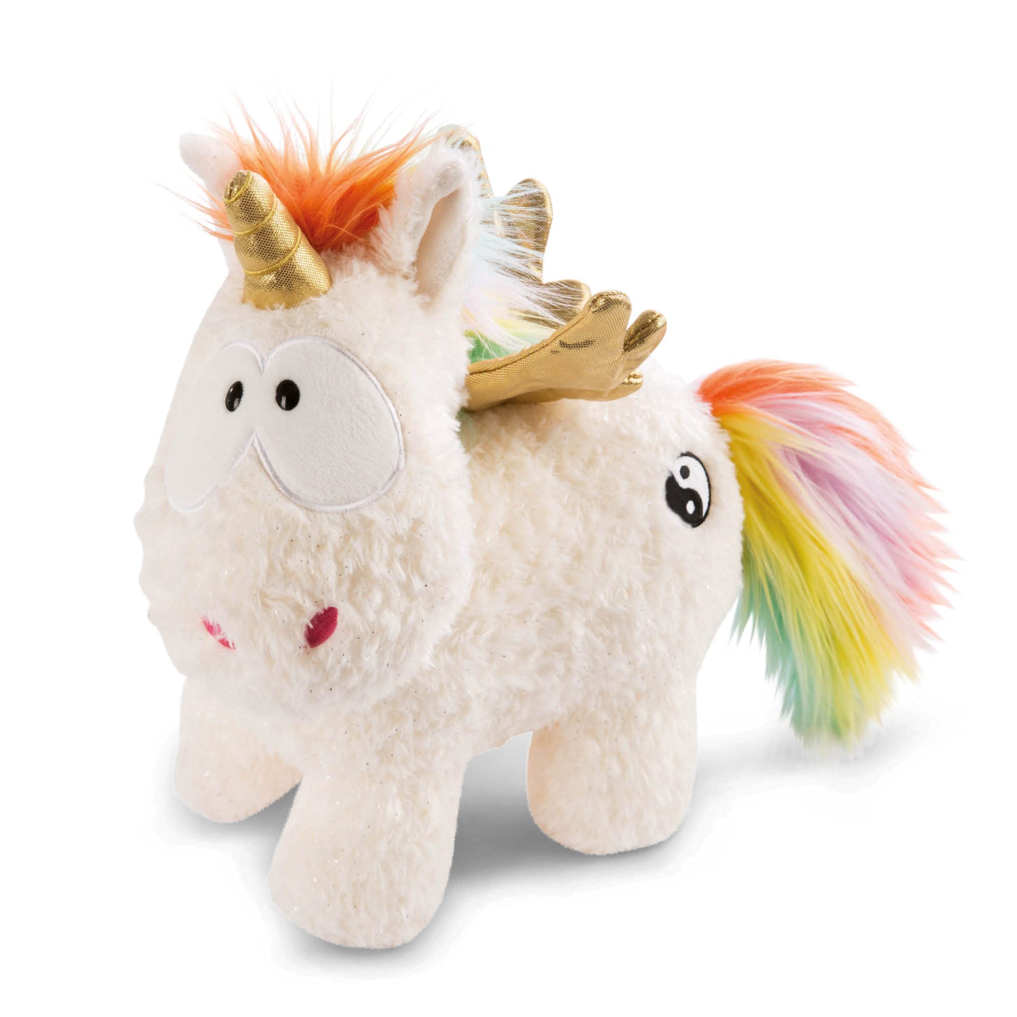 NICI 47377 Rainbow Cuddly Yang 22 cm – Mystical Creature Toys for Girls, Boys, Babies & Stuffed Animal Lovers, Fluffy Plush Unicorns to Cuddle & Play with, White/Colourful