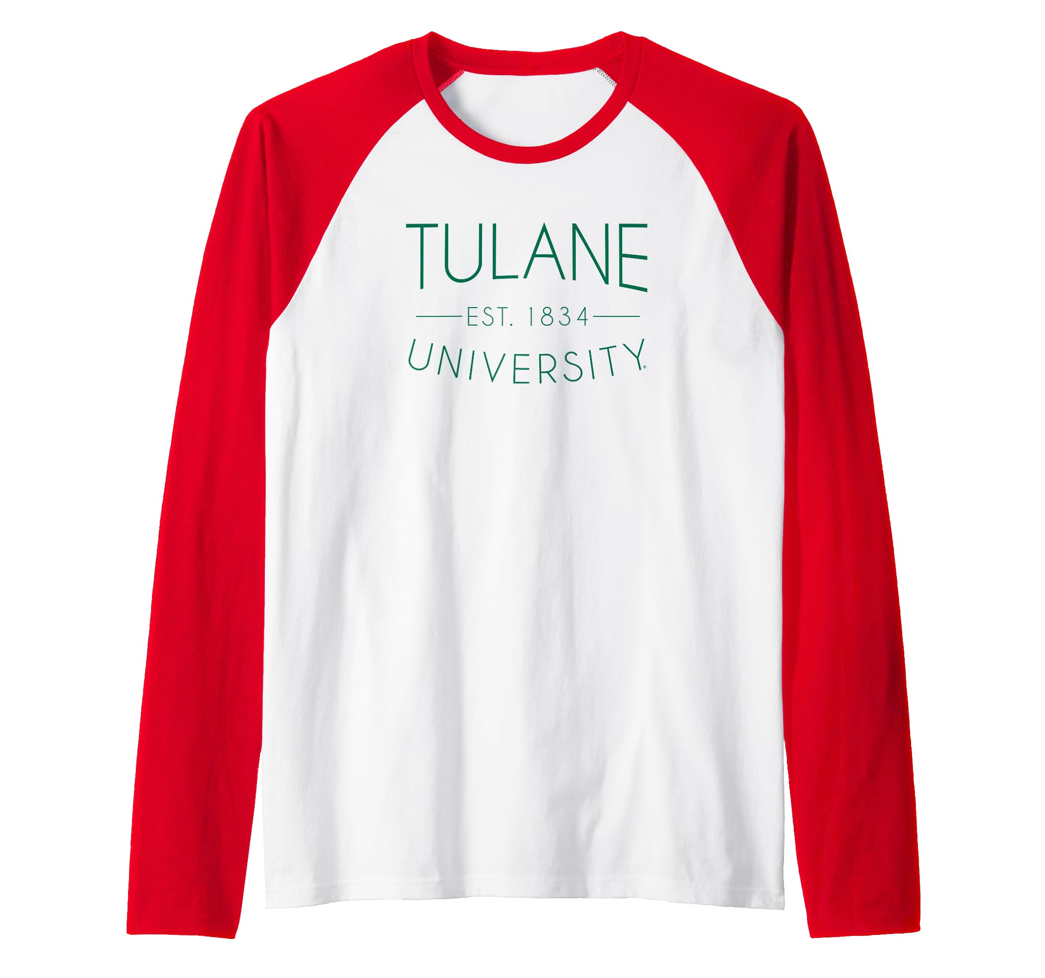 Tulane University Green Wave Simple Raglan Baseball Tee