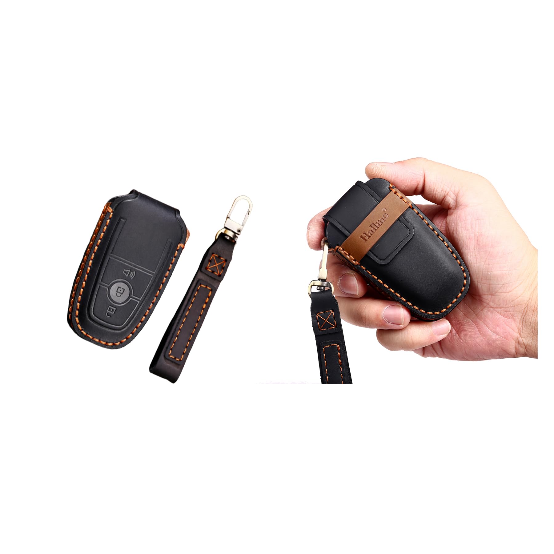 7Cylinder Genuine Leather Key Cover Compatible with Ford- Anti Dust Anti Scratch Protective Cover Compatible with Ford Bronco Escape Raptor Ranger Expedition F150 Fiesta Taurus Explorer Mustang (Blue)