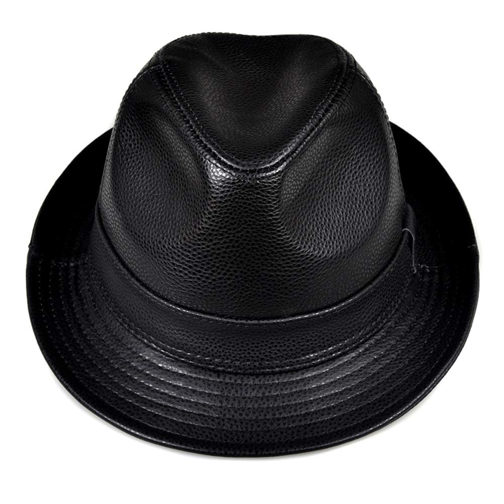 DongBao Cappello da Uomo Classico in Pelle Trilby Cappello Fedora Cappello Jazz da Uomo Stile Vintage Cappello Panama