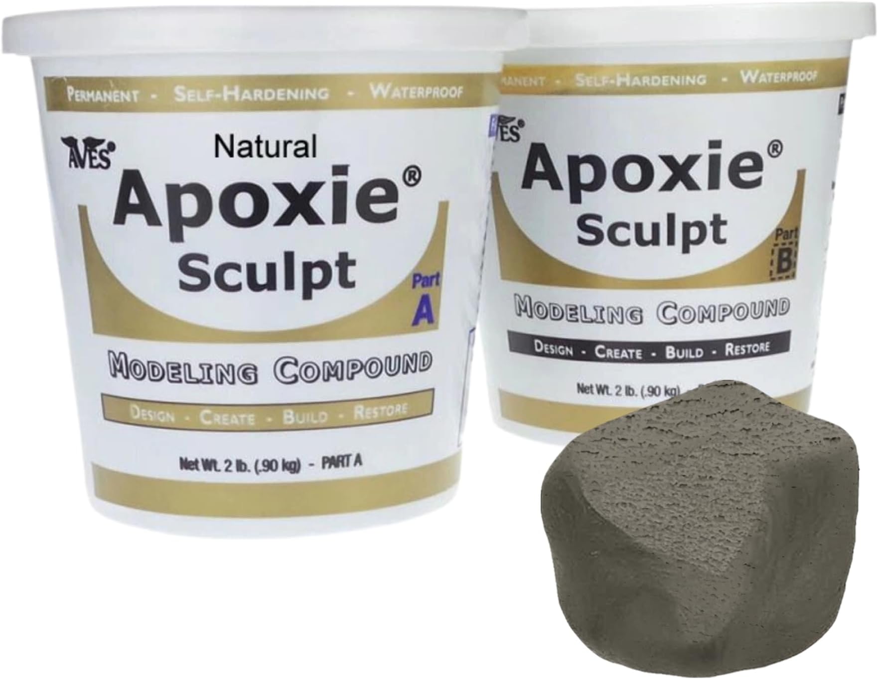 Apoxie Sculpt - 2 Part Modeling Compound (A & B) - 4 Pound, Apoxie Sculpt for Sculpting, Modeling, Filling, Repairing, Easy to Use Self Hardening Modeling Compound – Natural
