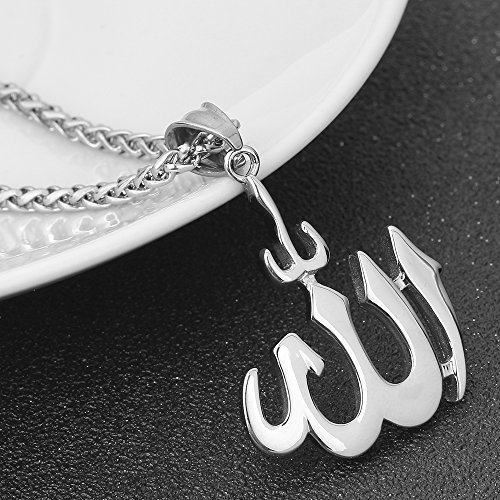 FIZIZDH Islamic Muslim Jewelry Stainless Steel Big Allah Necklace for Men Women3