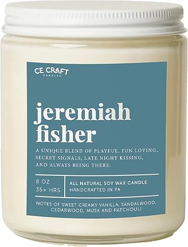 C&E Craft Smells Like Jeremiah Fisher - Vela perfumada de cera de soja de madera de vainilla helada, regalo para ella, regalo para novia, vela de