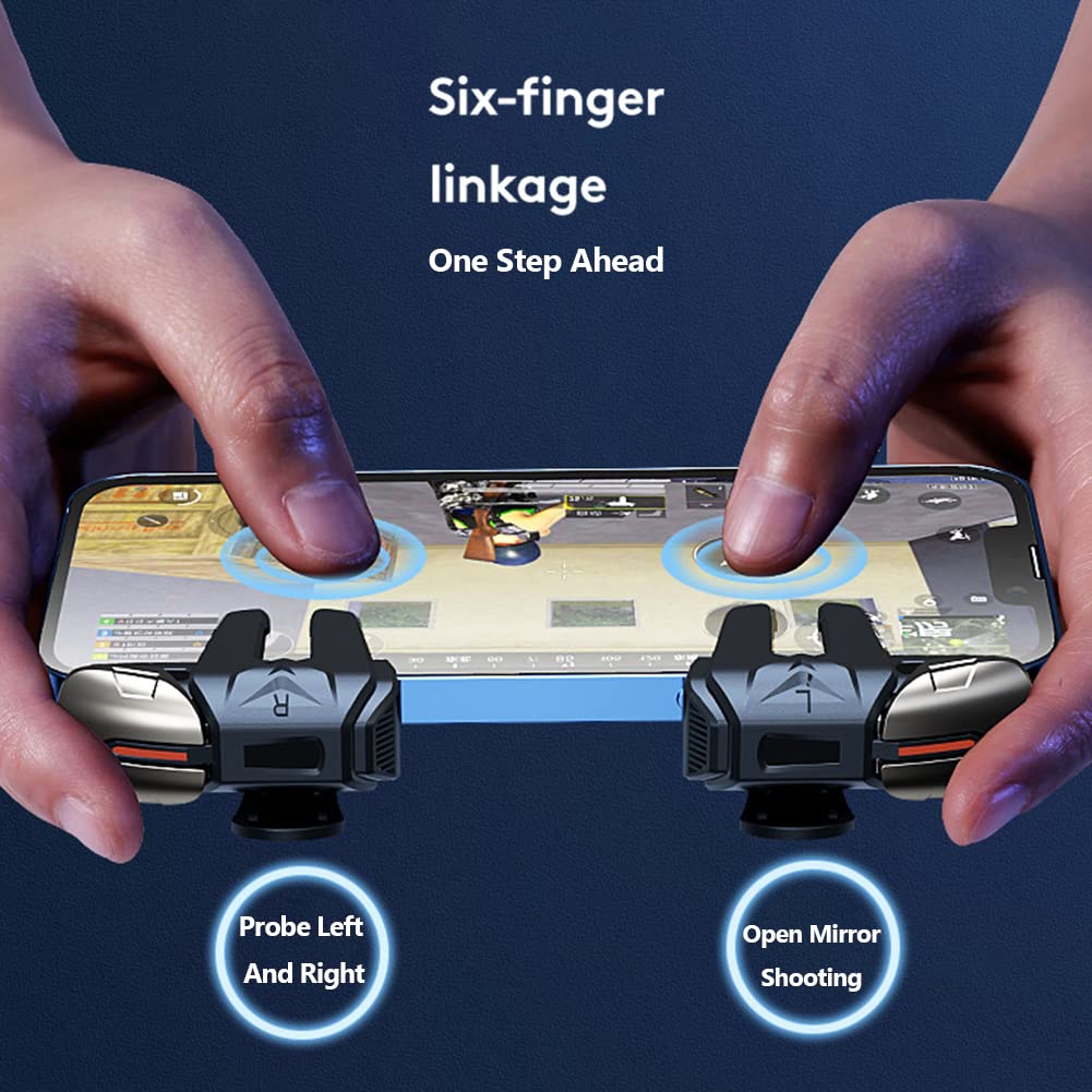 2 trigger di gioco a 6 dita senza latenza per PUBG Game Aim Gaming Trigger Mobile Gamepad Trigger Joystick per telefoni Android