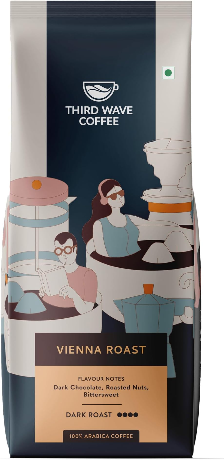 THIRD WAVE COFFEE | Vienna Roast | Aeropress | Dark Roast | Medium Grind, Arabica, Single-Origin Coffee, 250 Grams