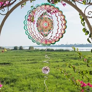 Wind Spinner Mandala Manjusaka - 12Inch Laser Cut Stainless Steel Wind Spinners for Yard and Garden, 3D Hanging Wind Sculpture, Kinetic Metal Art Ornament Indoor/Outdoor Décor Creative Gifts Wind Spinner Mandala Manjusaka 12Inch Laser Cut Stainless Steel Wind Spinners for Yard and Garden 3D Hanging Wind Sculpture Kinetic Metal Art Ornament IndoorOutdoor Decor Creative Gifts