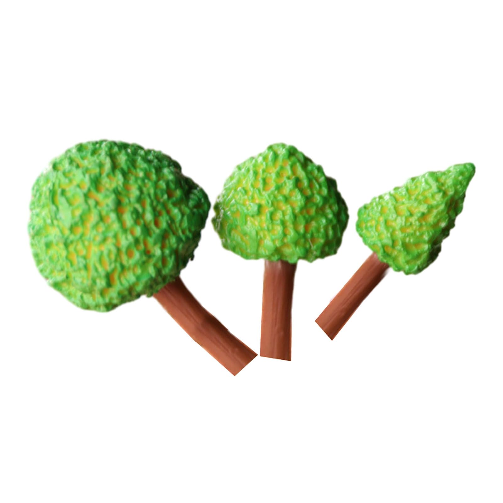 Glifora 3 Pcs Mini Tree Figurines - Miniature Fake Tree Micro Landscape Fairy Garden Ornament, Tiny Artificial Greenery Model for DIY Crafts, Terrarium and Bonsai Decor