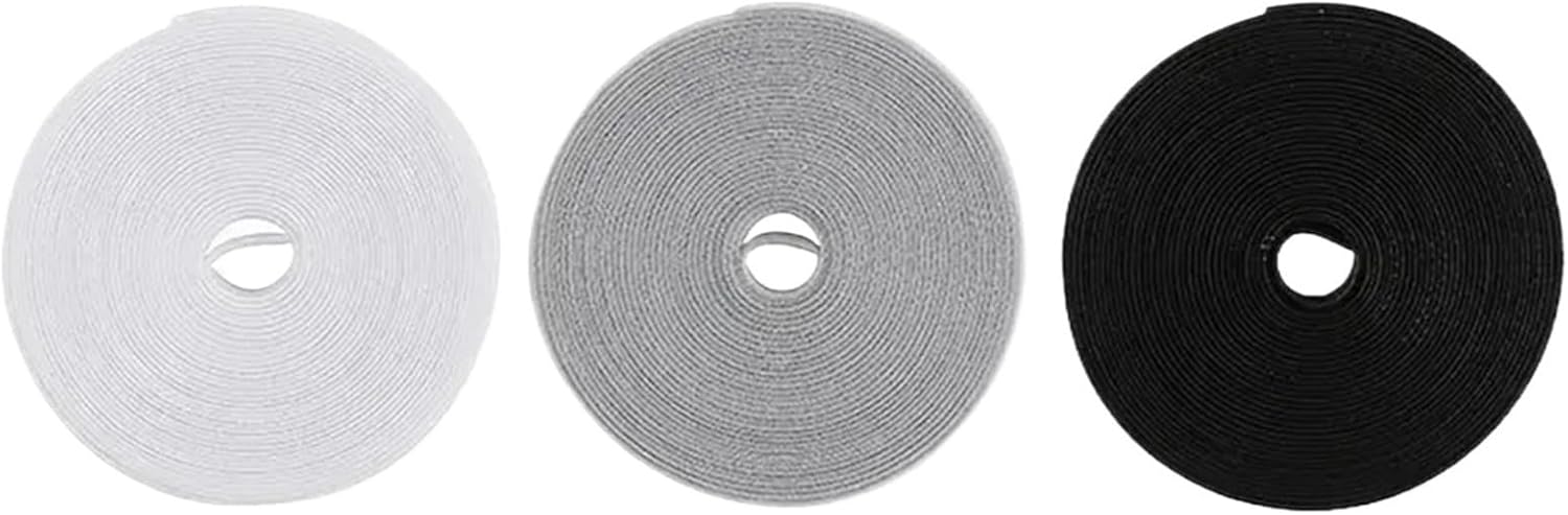 Wire Holders For Cords 16.4ft Self Adhesive Tape Reusable Cable Tie Wire Straps DIY Accessories For Cords Organize Wires Appliance Management(GRAY,8roll)