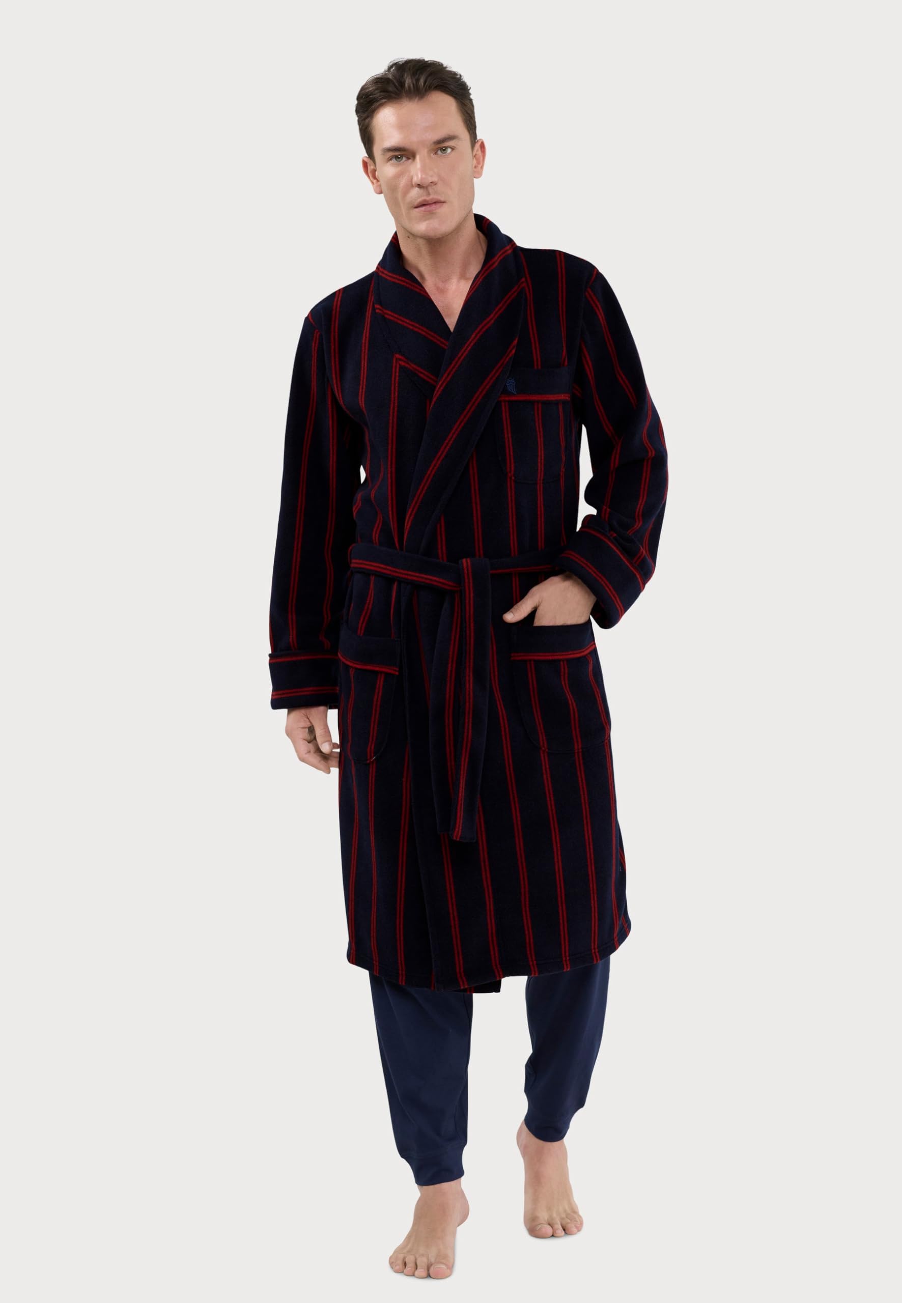 El Búho Nocturno Bata Hombre Invierno Casa - Forro Polar Premium, Franela Cuadros Algodón o Chaqueta Pijama Cremallera - Cálida Abrigada Suave Bolsillos Cinturón Cremallera