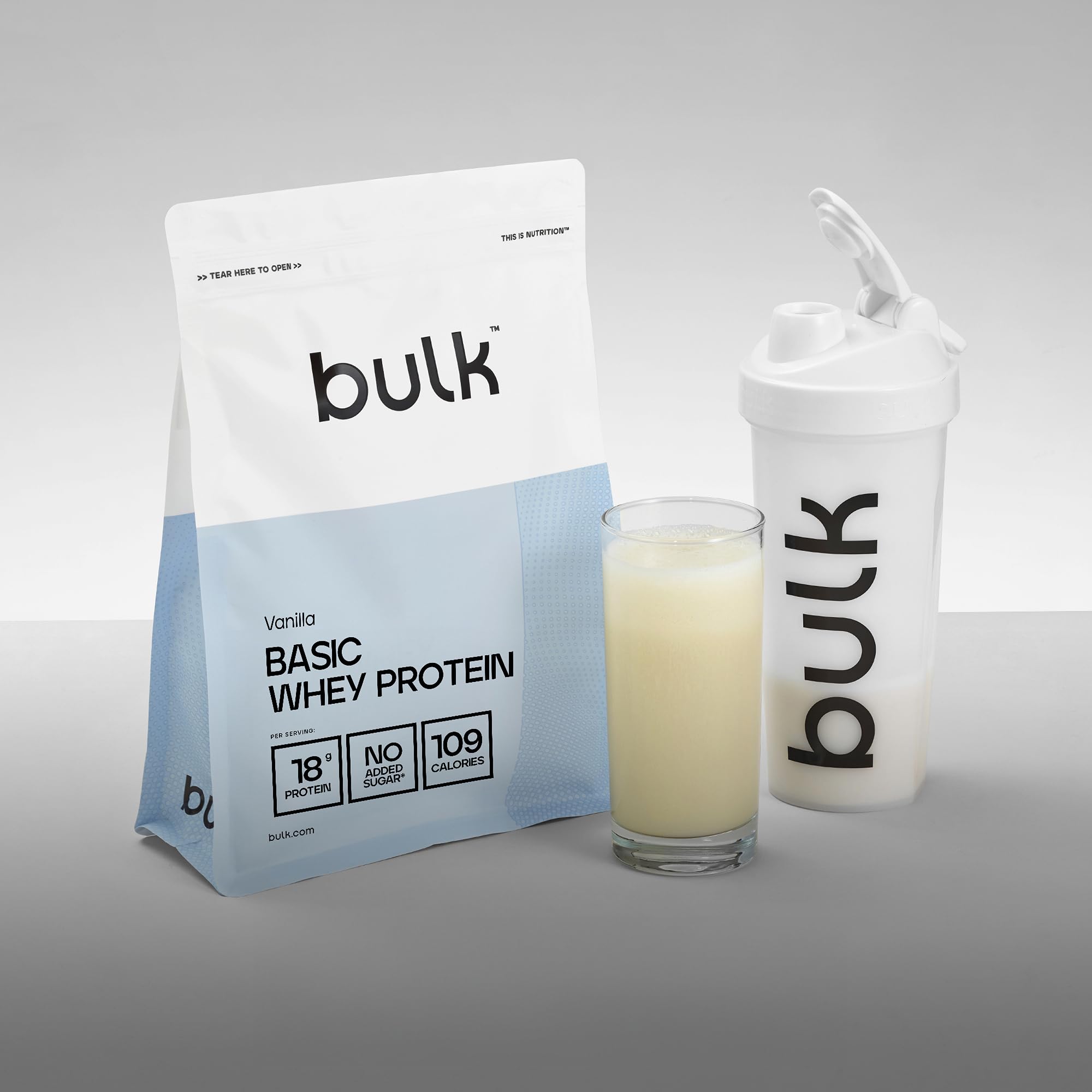 Bulk Basic Proteine del Siero in Polvere | Vaniglia | 1,25 kg | 41 Porzioni | Fino a 18 g di Proteine | Basso Contenuto di Zuccheri | Rapido Assorbimento | Supporta la Crescita e il Recupero Muscolare