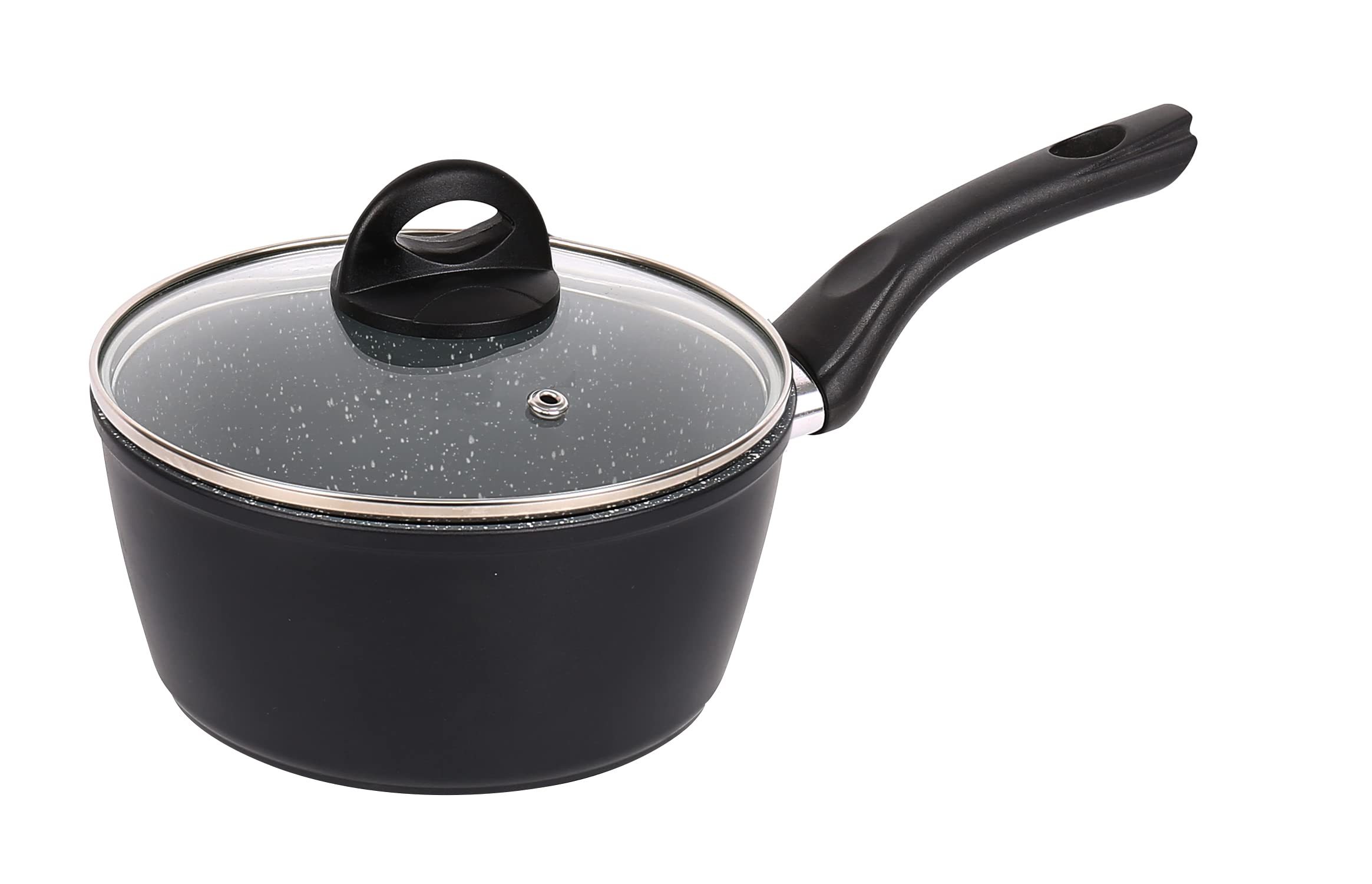 FORGECROSS Black & Grey Marble Forged Pressed Aluminium Non Stick Induction Safe Cooking Pots Pans Saucepans Cookware (20cm Saucepan)