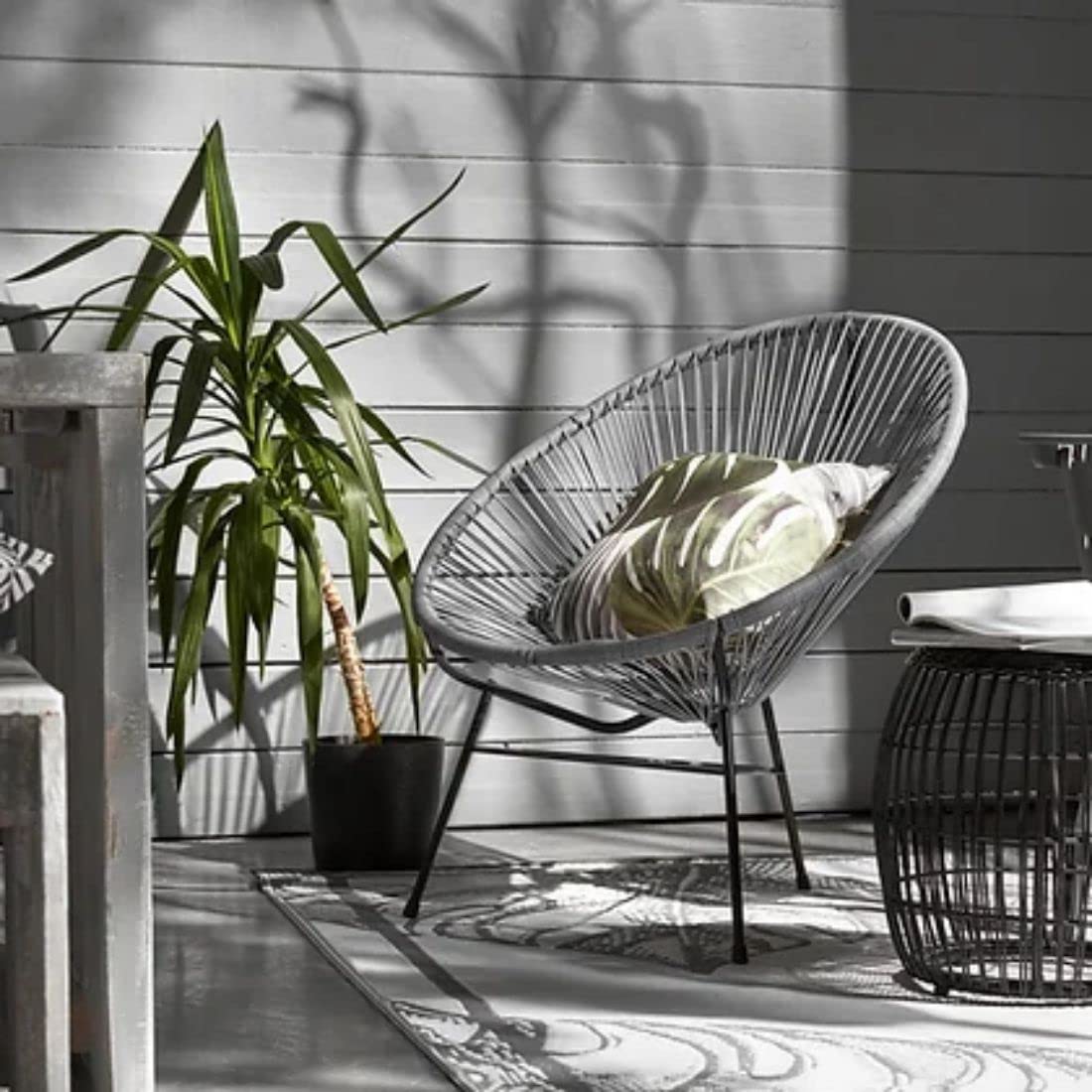 THE INSIDE PROJECT Indonesian Rattan Medano Acapulco Chair for Home Decor (Supreme White)