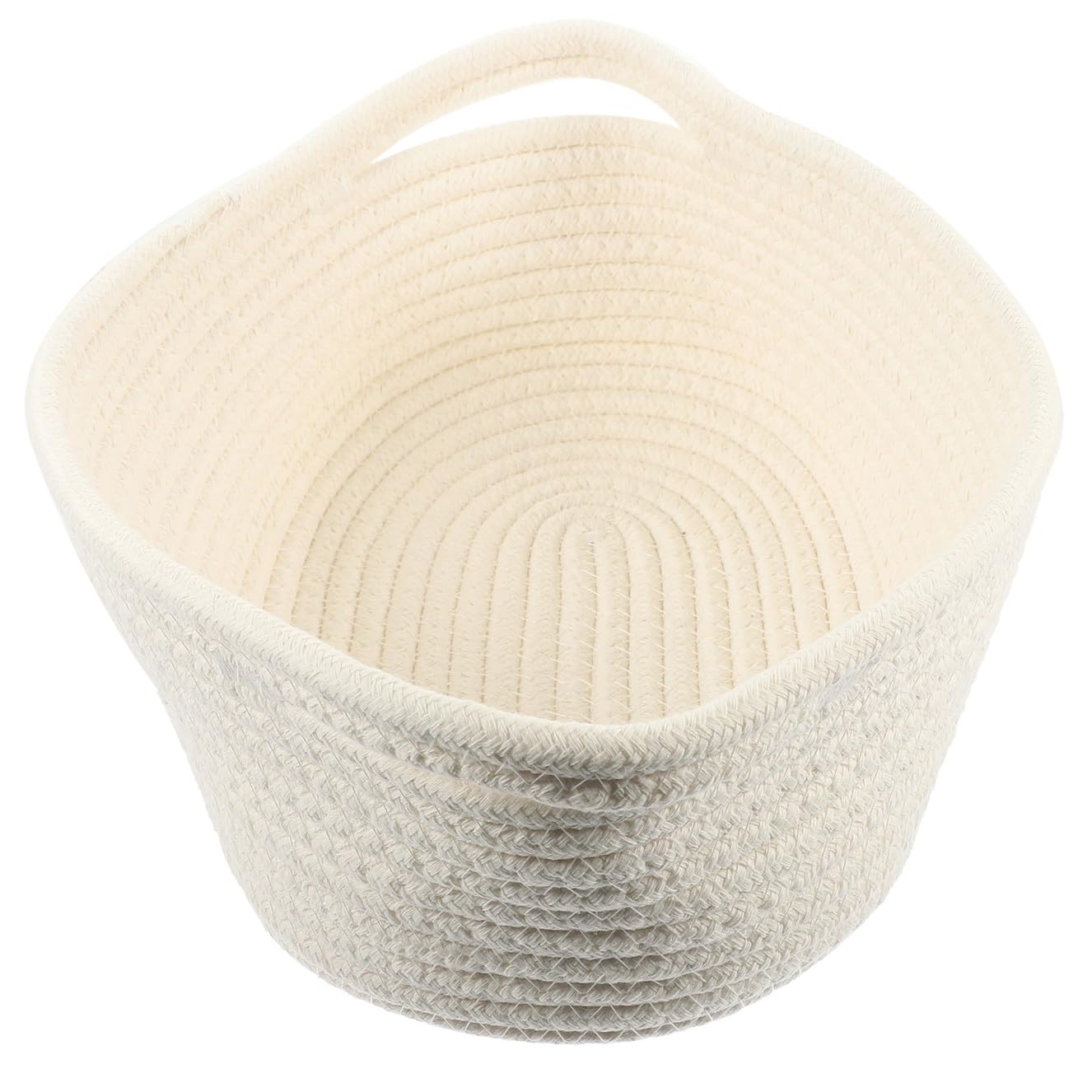 Panier en corde de coton tressé blanc VALICLUD à doubles poignées pour un rangement mobile