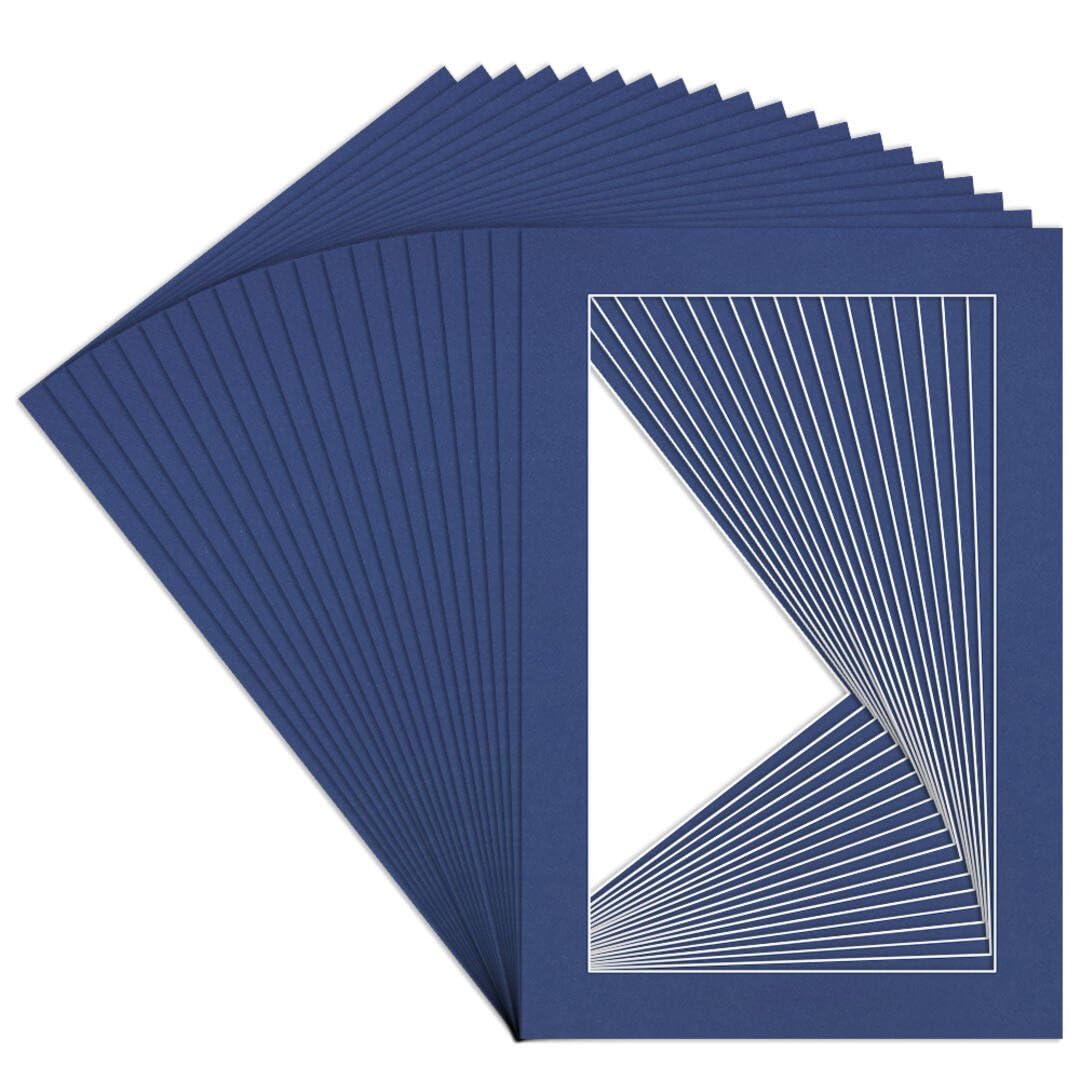 Procut Global 6x4" Blue Picture Mounts to Fit 5x3" Aperture - Precision Cut Cardboard Photo Mount - Ideal for Frames, Prints, Artwork & Certificates - Sizes & Colours Available - 20 Pack