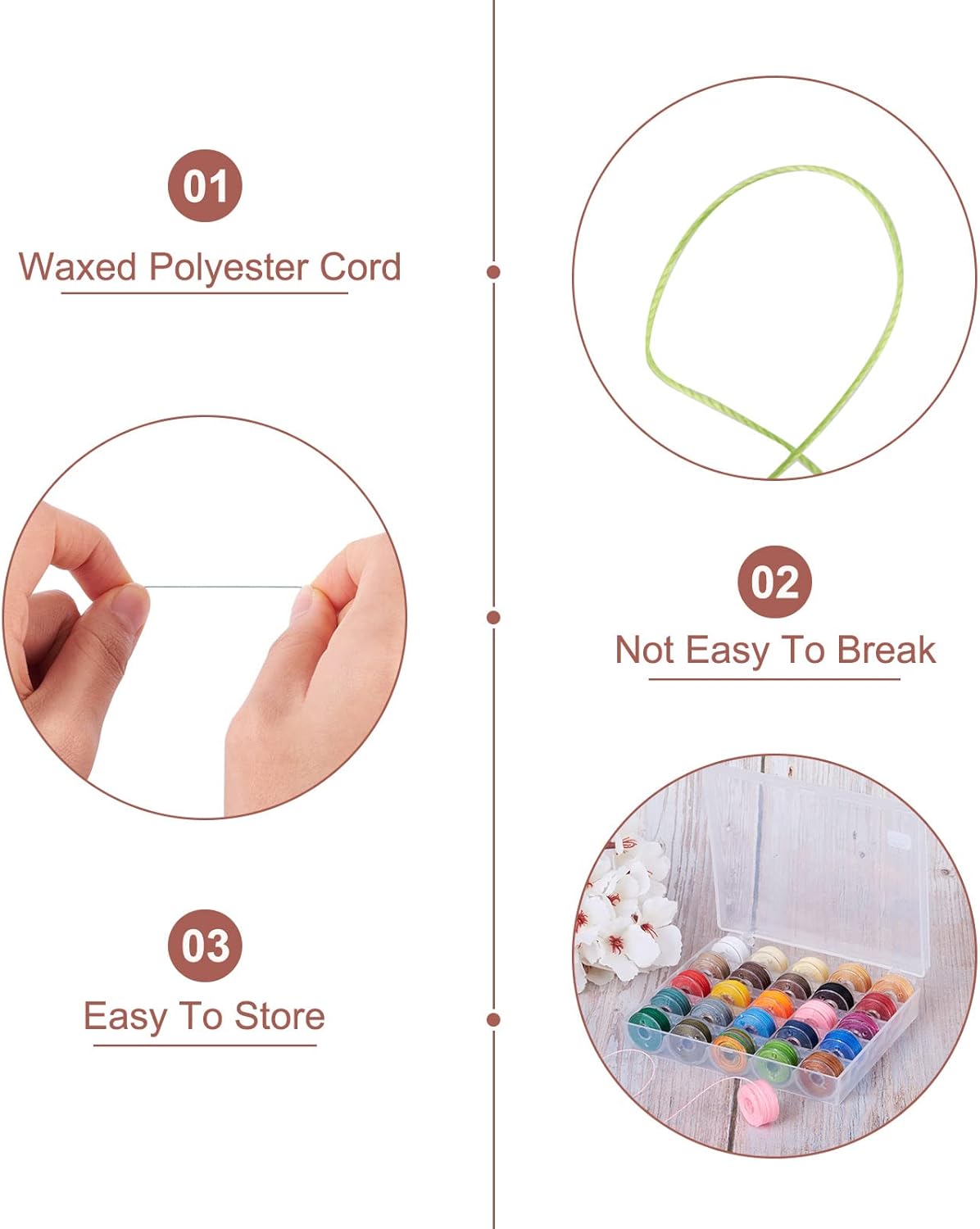 Craftdady 273 Yards 0.55mm Waxed Polyester Cords Beading Strings Mixed Colors for Braided Macrame Bracelet Jewelry Making - Image 2